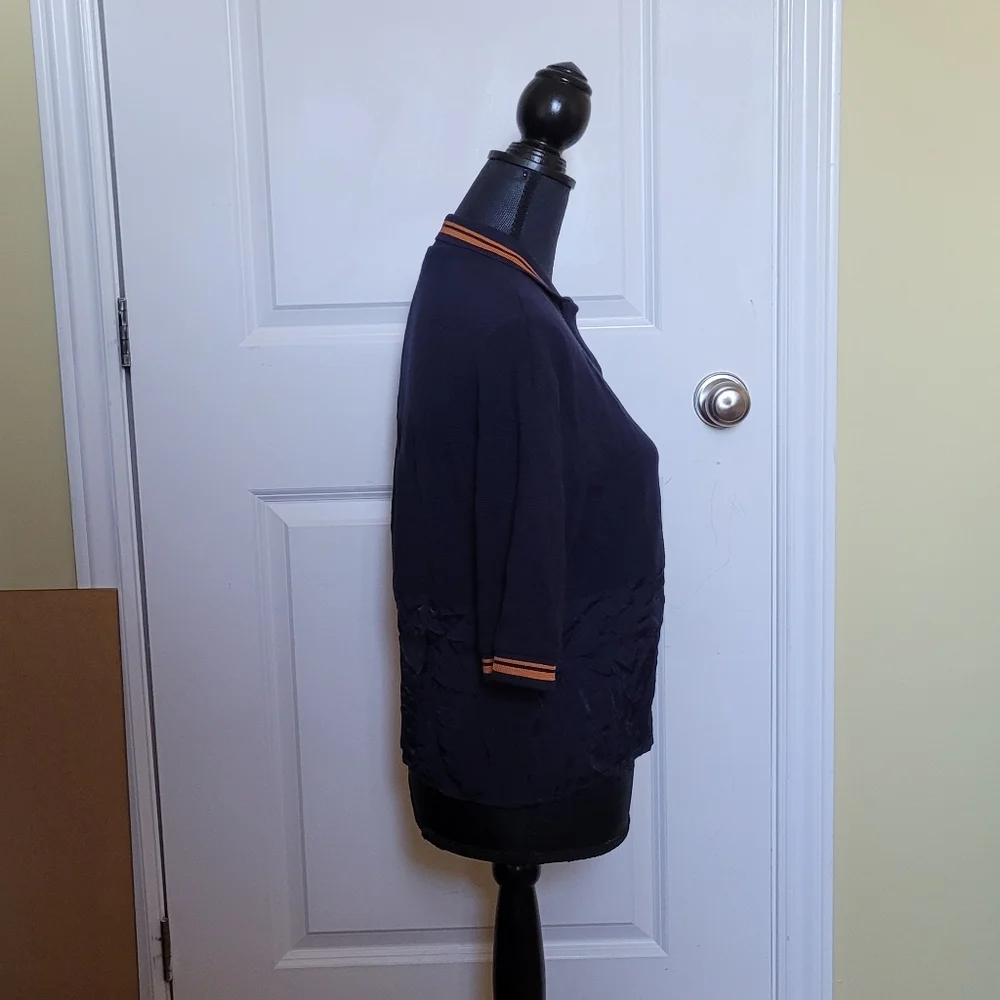 Mango golf shirt pull over top short sleeve dark blue preppy sporty size XS - Picture 3 of 15